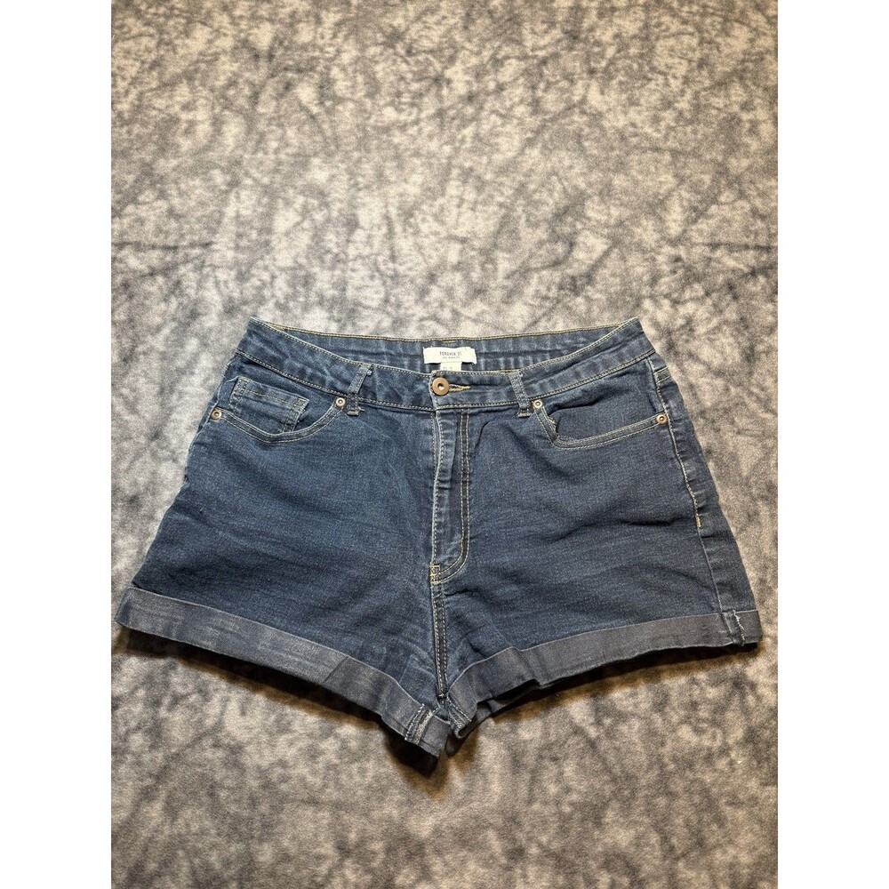 Forever21 Jean Shorts Womens Size 30 Waist 34 Dark Distressed Stretch 146-29068